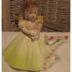 Josef Originals 7th birthday angel 7 years old baby doll green dress ceramic